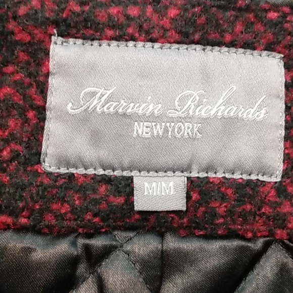 Red/Black Double-Breasted Teed coat Size Medium With Removable Hood - Picture 5 of 7